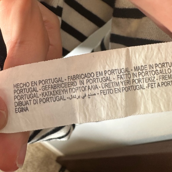 Zara striped Crewneck top women’s size M cotton cream and black - Picture 4 of 6